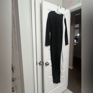 New York & Company Black and White Long Sleeve Jumpsuit